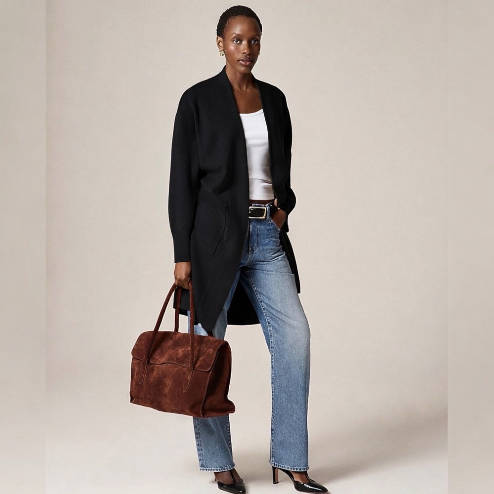 NWT J.Crew Long Sweater Blazer with Side Slits in Black